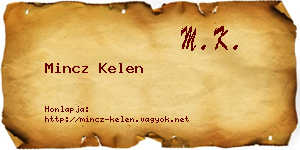 Mincz Kelen névjegykártya